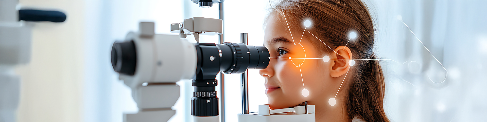 Young Girl Receiving an Eye Exam in an Optometrist Office